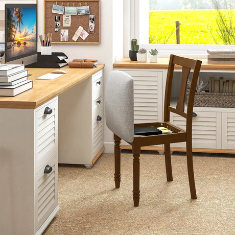 Kitchen Dining Chair with Linen Fabric and Storage Space-Brown