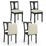 Kitchen Dining Chair with Linen Fabric and Storage Space-Black