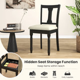 Kitchen Dining Chair with Linen Fabric and Storage Space-Black