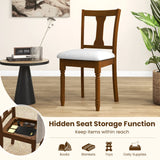 Kitchen Dining Chair with Linen Fabric and Storage Space-Brown