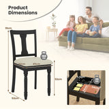 Kitchen Dining Chair with Linen Fabric and Storage Space-Black