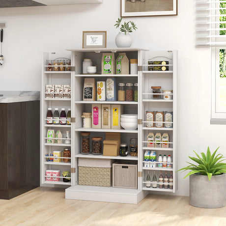 Freestanding Buffet Cupboards Sideboard with 2 Doors and Anti-Tipping Devices-White
