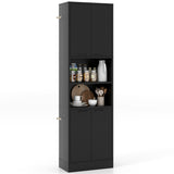 75 Inch Kitchen Pantry Cabinet Tall Cupboard with Doors and Shelves-Black