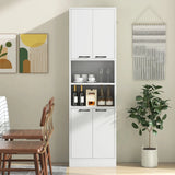 75 Inch Kitchen Pantry Cabinet Tall Cupboard with Doors and Shelves-White