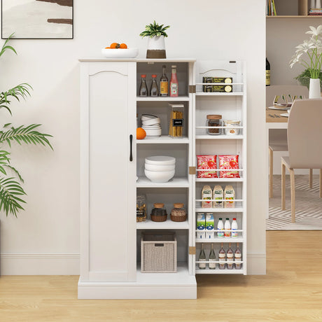 Freestanding Buffet Cupboards Sideboard with 2 Doors and Anti-Tipping Devices-White