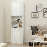 75 Inch Kitchen Pantry Cabinet Tall Cupboard with Doors and Shelves-White
