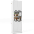 75 Inch Kitchen Pantry Cabinet Tall Cupboard with Doors and Shelves-White