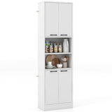 75 Inch Kitchen Pantry Cabinet Tall Cupboard with Doors and Shelves-White
