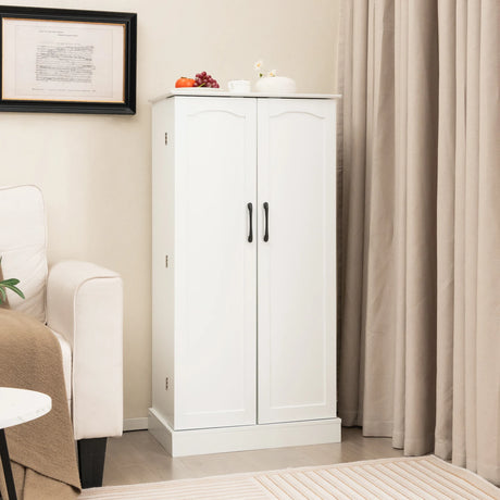 Freestanding Buffet Cupboards Sideboard with 2 Doors and Anti-Tipping Devices-White