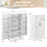 Freestanding Buffet Cupboards Sideboard with 2 Doors and Anti-Tipping Devices-White