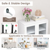 Kitchen Pantry Storage Cabinet with Glass Doors and Storage Shelves-White