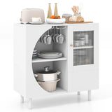 Kitchen Sideboard with Glasses Holder for Living Room Dining Room-White