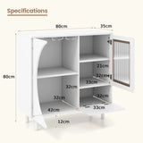 Kitchen Sideboard with Glasses Holder for Living Room Dining Room-White