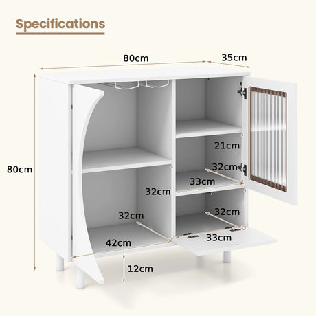 Kitchen Sideboard with Glasses Holder for Living Room Dining Room-White