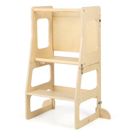 3-in-1 Foldable Kitchen Standing Tower for Toddlers-Natural