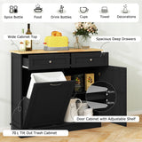 Kitchen Tilt Out Trash Cabinet with 70L Hidden Garbage Holder-Black