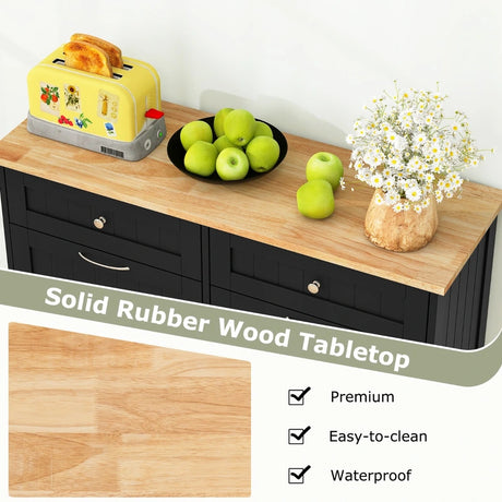 Kitchen Tilt Out Trash Cabinet with 70L Hidden Garbage Holder-Black