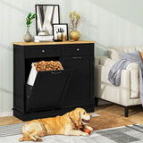 Kitchen Tilt Out Trash Cabinet with 70L Hidden Garbage Holder-Black