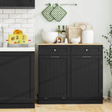 Kitchen Tilt Out Trash Cabinet with 70L Hidden Garbage Holder-Black