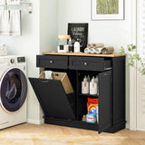 Kitchen Tilt Out Trash Cabinet with 70L Hidden Garbage Holder-Black