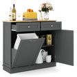 Kitchen Tilt Out Trash Cabinet with 40 L Hidden Garbage Holder-Grey