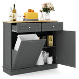 Kitchen Tilt Out Trash Cabinet with 40 L Hidden Garbage Holder-Grey