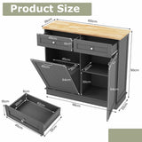 Kitchen Tilt Out Trash Cabinet with 40 L Hidden Garbage Holder-Grey