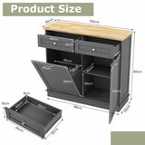 Kitchen Tilt Out Trash Cabinet with 40 L Hidden Garbage Holder-Grey