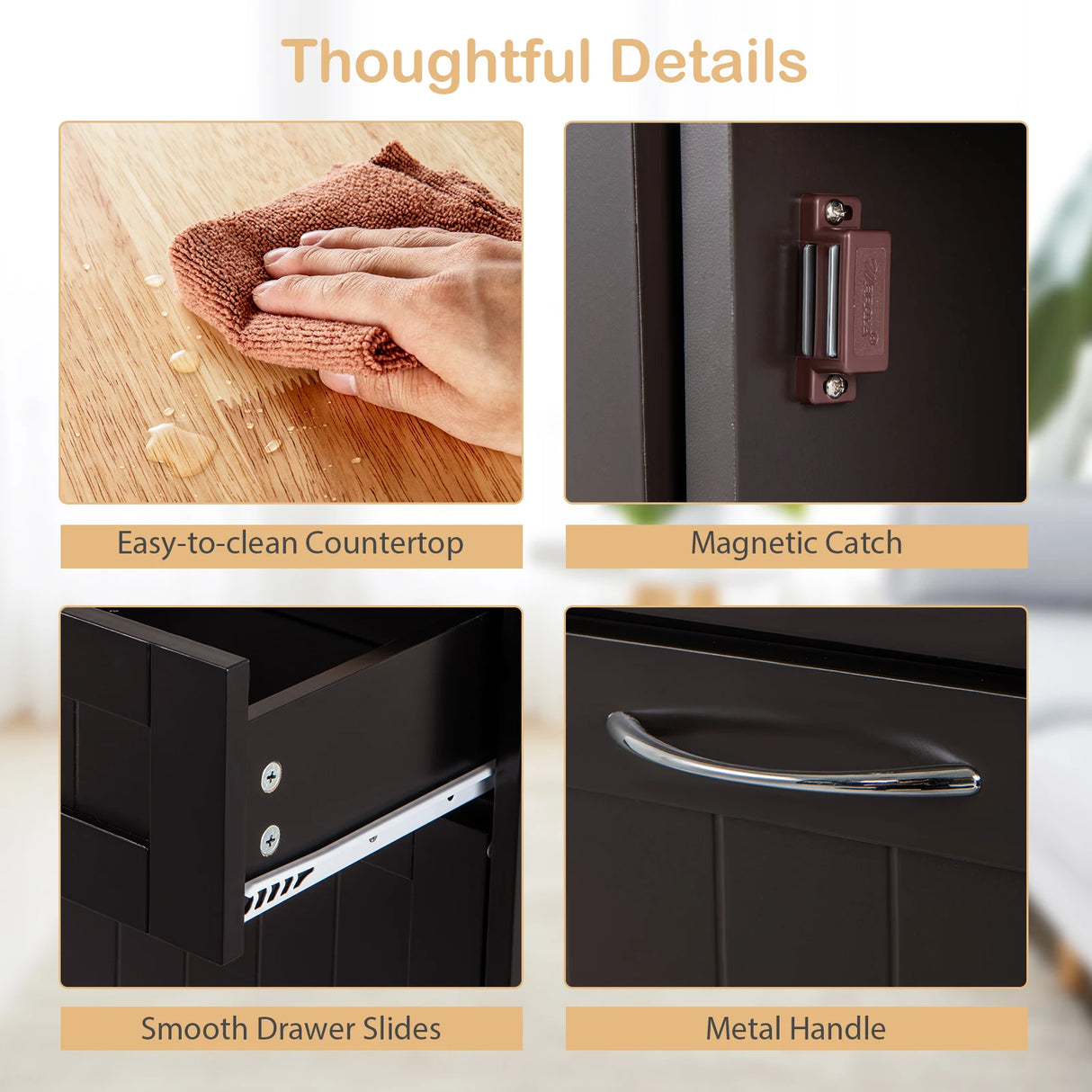 Kitchen Tilt Out Trash Cabinet with 11 Gallon Hidden Garbage Holder and Adjustable Shelf-Brown