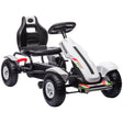 HOMCOM Children Pedal Go Kart, Kids Ride On Racer with Adjustable Seat, Inflatable Rubber Tyres, Handbrake, for Ages 5-12 Years - White