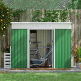 Outsunny 7.6 x 4.3ft Garden Storage Shed with Lockable Sliding Doors and Ventilation, Metal Garden Tool Storage House, Green