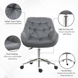 Vinsetto Home Office Chair Velvet Ergonomic Computer Chair Comfy Desk Chair with Adjustable Height, Arm and Back Support, Dark Grey