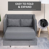 HOMCOM Two-Seater Pull-Out Sofa Bed - Grey