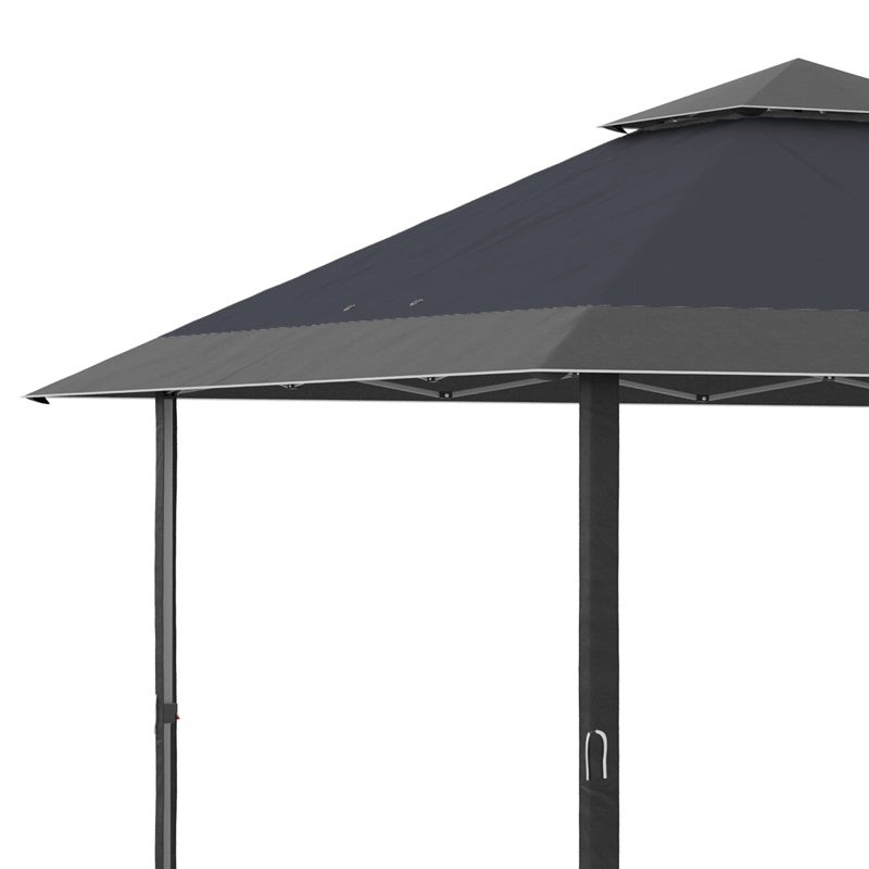 Outsunny 4 x 4m Pop-up Gazebo Double Roof Canopy Tent with UV Proof, Roller Bag & Adjustable Legs Outdoor Party, Steel Frame, Grey