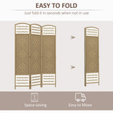 HOMCOM 3 Panel Folding Room Divider, Privacy Screen, Freestanding Paravent Partition Separator Natural Wood