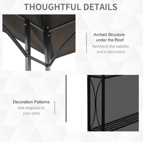 Outsunny 2.5 x 1.5m BBQ Tent Canopy Patio Outdoor Awning Gazebo Party Sun Shelter - Coffee