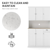 HOMCOM 180cm Freestanding Kitchen Cabinet, Modern Storage Cupboard with Open Countertop, Drawer and 6 Doors, White