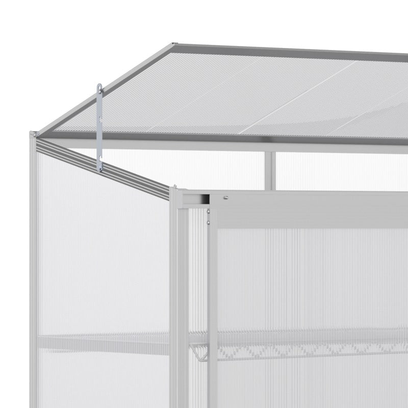 Outsunny 3 Tier Greenhouse Garden Outdoor Cold Frame Plant Flower Growth Transparent Polycarbonate Board Openable Roof Sliding Door w/ Foundation 131L x 58W x 140H cm