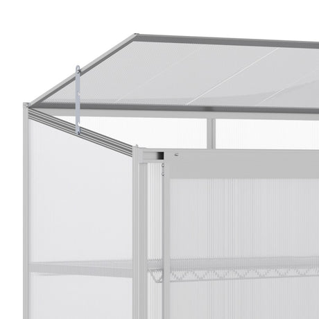 Outsunny 3 Tier Greenhouse Garden Outdoor Cold Frame Plant Flower Growth Transparent Polycarbonate Board Openable Roof Sliding Door w/ Foundation 131L x 58W x 140H cm