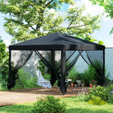 Outsunny 3 x 3 m Pop Up Gazebo, 420D Garden Tent Canopy with Removable Mesh Sidewall Netting, Carry Bag for Garden Patio Outdoor, Black