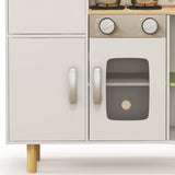 AIYAPLAY Toy Kitchen, Kids Play Kitchen, Role Playing Game with Phone, Ice Maker, Stove, Utensils, for 3-6 Years, White