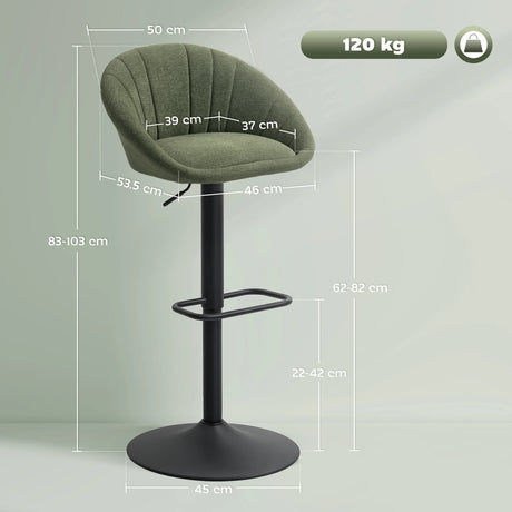 HOMCOM Set of Two Relaxed Tub Bar Stools - Dark Green