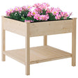 Outsunny Elevated Fir Wood Plant Box, 91Lx91Wx81H cm-Natural Wood Colour