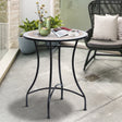 Outsunny 60 cm Mosaic Garden Table, Small Round Outdoor Side Table with Ceramic Top, Plant Stand for Patio, Balcony, Orange and White