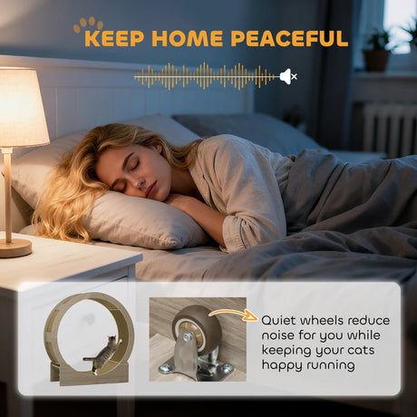 PawHut Cat Wheel with Brake, Scratching Pads - Walnut Brown