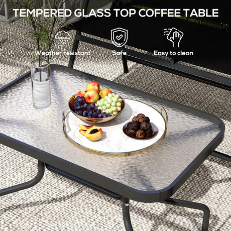Outsunny Four-Piece Metal Garden Sofa Set - Black