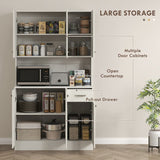 HOMCOM Freestanding Kitchen Pantry Storage Cabinet - White