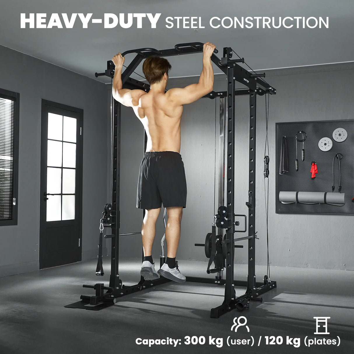 SPORTNOW Cable Crossover Machine, with Lat-Pull Down System