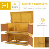 PawHut Double Decker Rabbit Hutch 2 Tier Guinea Pig House Pet Cage Outdoor with Sliding-out Tray, 97 x 44 x 91cm, Yellow