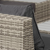 Outsunny 4 PCs Rattan Garden Furniture Outdoor Sectional Corner Sofa and Coffee Table Set  Conservatory Wicker Weave Furniture with Armrest and Cushions - Light Grey